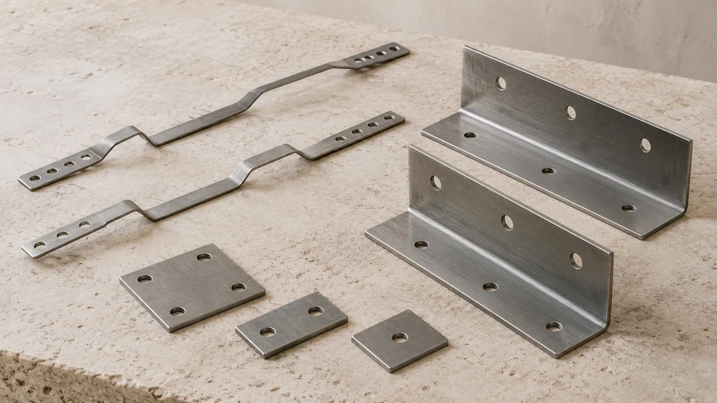 Unbranded ties, support angles and fixing plates