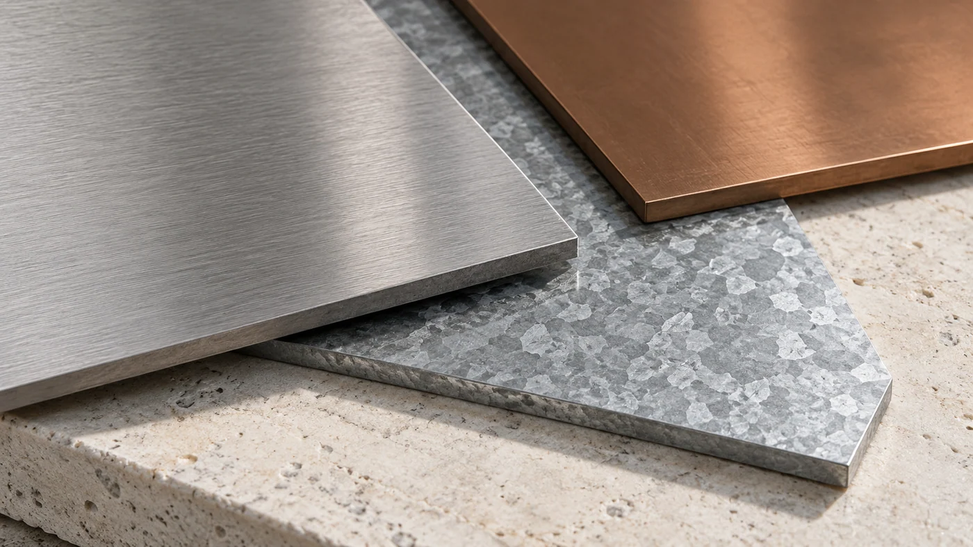 Layered metal sheets and surface samples